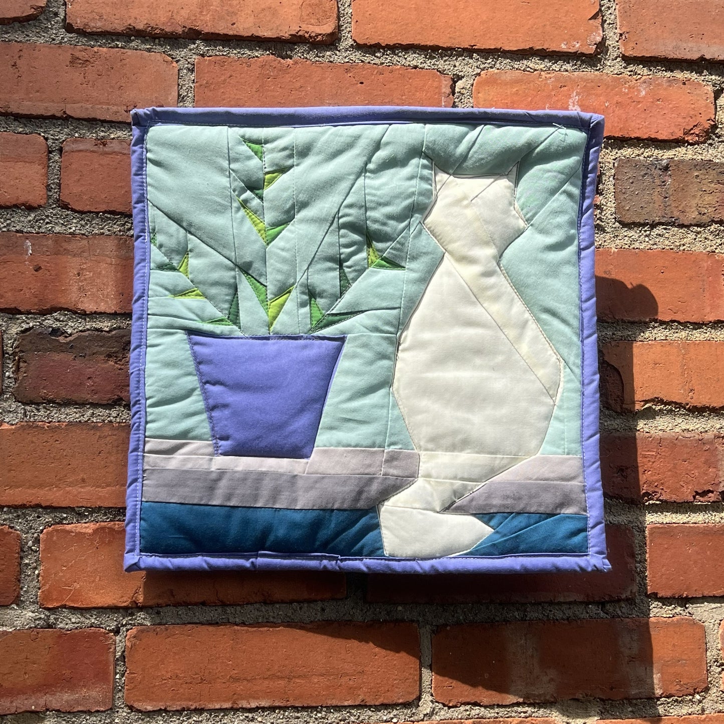 'White Kitty in the Window' Quilted Wall Hanging