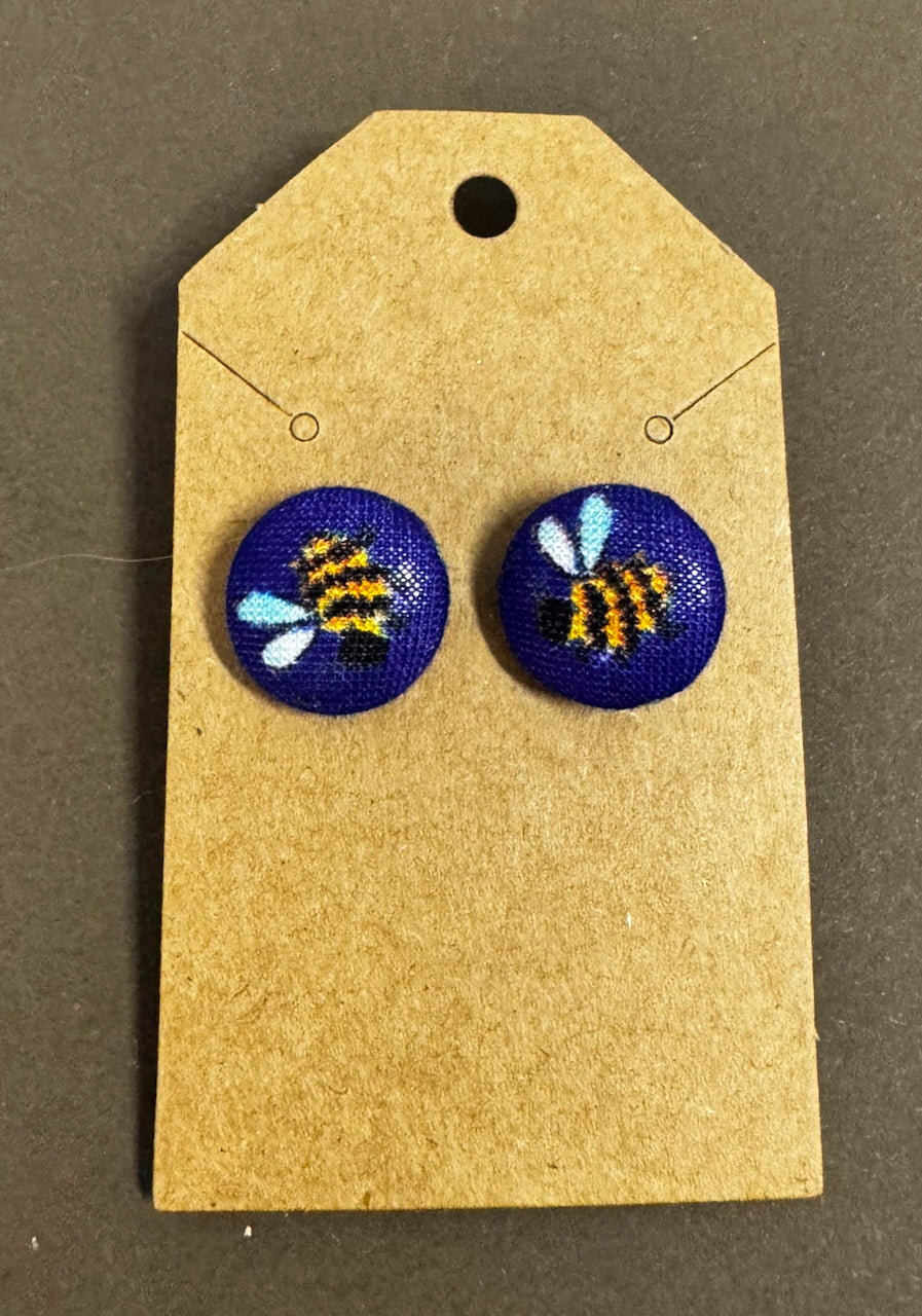 Fabric Button Earrings