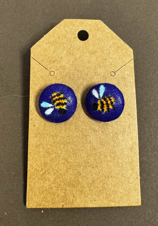 Fabric Button Earrings