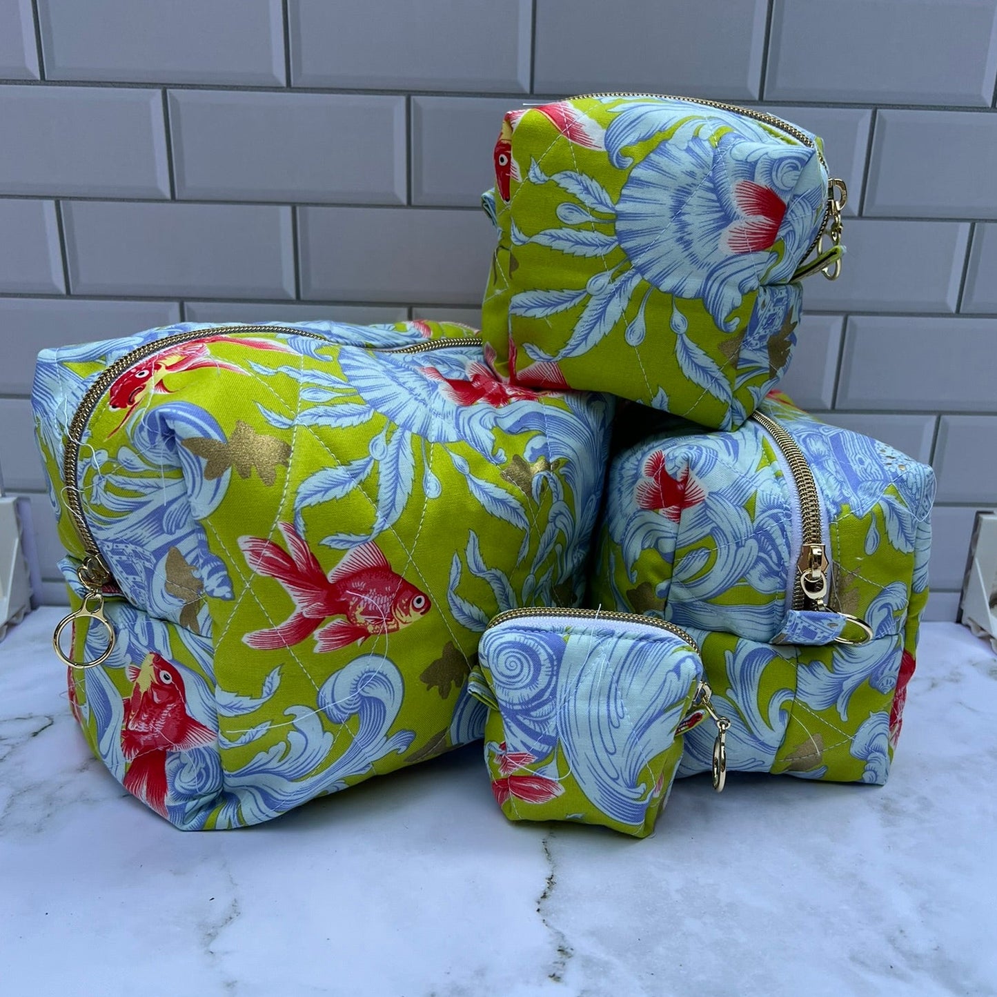 Quilted Travel Pouch Set